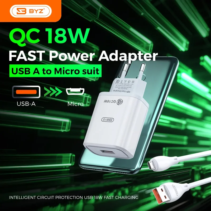 Fast Charging Power Adapter BYZ-18A (A to Micro)